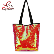 High Quality Sequins Gradient Color Fashion Women Large-Capacity Shopping Bag Shoulder Bag Handbag Female Bolsa Casual Totes Bag 2024 - buy cheap