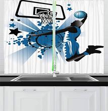 Teen Room Decor Curtains Silhouette of Basketball Player Jumping Success Stars Illustration Window Drapes for Living Room 2024 - buy cheap