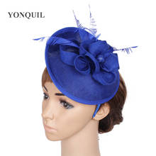 Вуалетка для волос Sinamay, Королевская Синяя шляпа с имитацией коротких волос, свадебные аксессуары, 22 цвета 2024 - купить недорого