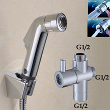 ABS Hand held Bidet Toilet Shattaf Kit Sprayer Shower Set & G1/2 T-adapter  diverter valve& 1.2m Hose & Holder 2024 - buy cheap