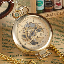 New Brand Luxury Smooth Steampunk Golden Mechanical Half Hunter Fashion Watch Men Fob Waist Chain Women's Pocket Watches P408 2024 - buy cheap