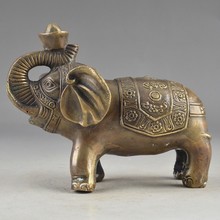 Figura de elefante antiguo de cobre chino, estatua de adorno de buena suerte 2024 - compra barato