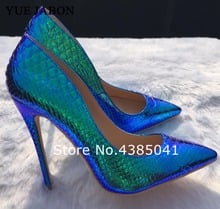 YUE JABON 2019 Leather Women Shoes Color Change Snake Print Sexy Stilettos High Heels 12cm/10cm/8cm Pointed Toe Women Pumps 2024 - buy cheap