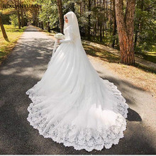 Свадебное платье с длинными рукавами и вуалью, 80 см 2024 - купить недорого