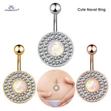 Starbeauty Luxury Opal Belly Piercing Ombligo Round Gem Navel Ring Stainless Steel Belly Button Rings Women Pircing Body Jewelry 2024 - buy cheap