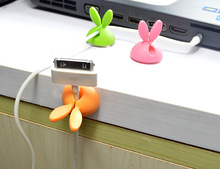Newest 4pcs/Lot rabbit ear silicone desktop winder cable organizer cable Home office computer headphone bobbin wires holder 2024 - buy cheap