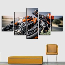 Pintura de quadro modular hd, impressão moderna, 5 peças, pilotos de motocicleta, imagens, posteres, arte, sala de estar, decoração de parede 2024 - compre barato