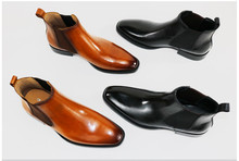 Botas de cuero auténtico con punta cuadrada para hombre, botines estilo italiano, Hihg, clásicos, híbridos, colores mixtos 2024 - compra barato