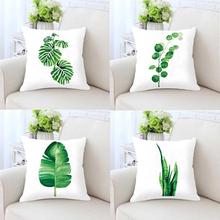 Watercolor Tropical Plants Cushion Green Leaves Prints Modern Minimalist Banana Leaf Sofa Throw Pillows For Bedroom Home Decor 2024 - buy cheap