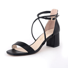 summer sandals women PU Buckle Strap 11CM Square heel Round Toe Ankle strap sandalias mujer Party OL Office Woman shoes 2024 - buy cheap