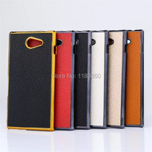 Genuine Leather Veneer Gluing Litchi Hard Case cover For Sony Xperia M2 Experia s50h d2303 d2305 d2306 cases ,Mobile Phone Cases 2024 - buy cheap