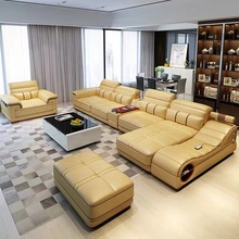 Venda por atacado sala de estar mobiliário barato couro canto sofá conjunto 7 lugares secional 2024 - compre barato