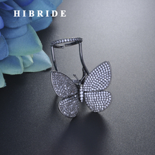 HIBRIDE Hot Sale New Freedom Butterfly Ring For Women Black Gun Plated Open Adjustable Fly Ring Luxury Jewelry  R-247 2024 - buy cheap