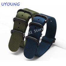 Personalizado pulseira de relógio de nylon 18mm20mm22mm24mm Azul 5 anel pulseira ZULU Nato nylon strap com fivela de aço inoxidável à prova d' água 2024 - compre barato