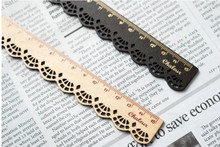 Hot sale sweet design good quality wholesale    lace  wood Ruler  bookmark  2 color  15 CM straight ruler   .cute lovey school s 2024 - buy cheap