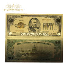 Wishonor 10pcs/lot 1928's America Gold Banknote $50 Dollar Banknotes in 99.9% Gold Plated Fake Money For Collection And Gifts 2024 - buy cheap