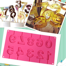 Molde de silicone em forma de pirulito 3d, 0-9 números, feito à mão, palitos de chocolate, forma de pirulito com varas, decoração de festa 2024 - compre barato