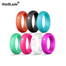7pcs/set 5.7mm Grade FDA Silicone Ring With Rhinestone Hypoallergenic Crossfit Flexible Silicone Rings For Women Wedding Rings 2024 - buy cheap