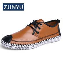ZUNYU Brand Men Shoes 2018 New Breathable Comfortable Split Leather Men Loafers Luxury Men's Flats Men Casual Shoes Size 38-48 2024 - buy cheap