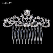BLIJERY-accesorios para el cabello para mujer, peines de Color plateado con diamantes de imitación de cristal para el cabello de boda, joyería para el cabello 2024 - compra barato