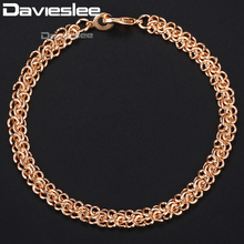 Davieslee Mens Womens Bracelet 2018 585 Rose Gold Swirl Link Chain Bracelets For Men Woman Jewelry Gifts Dropshipping 6mm DCB09 2024 - buy cheap