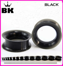 1 Pair Silicone Black Hollow Double Flared Saddle Plugs Ear Stretcher Expander Gauges Punk Rock Tunnel Piercing Jewelry 2024 - buy cheap