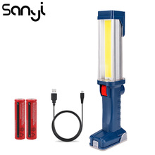 SANYI 2*18650 аккумулятор фонарик USB подзарядка портативный фонарь 2 режима 3800 лм Рабочий фонарь для кемпинга 2024 - купить недорого