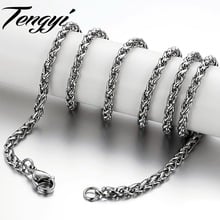 Classic 3/4MM Width Chain Necklaces,Men's Stainless Steel  Curb Chain Necklace  Huge Heavy Silver Tone Mens Chain HD324 2024 - buy cheap