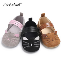 E&Bainel Cute Cat Baby Shoes Soft Leather Baby Girls Infant Shoes Anti-slip Slippers Toddler First Walkers 2024 - buy cheap