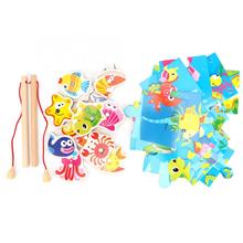 3D Magnetic Fishing Game Set Fishing Toy Kids Children Colorful Wooden Puzzle Educational Toys Gift for Baby 2024 - купить недорого