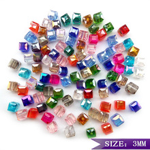 Top quality Square shape Upscale Austrian crystal beads Transparent beads quadrate ball 3mm 100pcs supply bracelet Jewelry H491 2024 - buy cheap