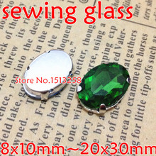 Grass Green Color Sew On Crystal Oval Fancy Stone With Metal Claw Settingm8x10m,10x14mm,13x18mm,18x25mm,20x30mm 2024 - buy cheap