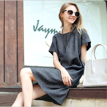 Summer Maxi Cotton Linen Casual Dress Short Sleeve O-neck Elegant Boho Style  Plus Size S-3XL Loose Long Women Dresses 2024 - buy cheap