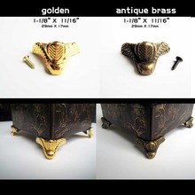 Mini caixa de presente caixa de joias vintage dourada bronze antigo, 4 unidades, decorativa pés perna de metal canto protetor com parafuso 2024 - compre barato