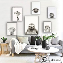 Carteles e impresiones de Animales divertidos en blanco y negro, cuadro decorativo en lienzo de arte de pared, pintura para sala de estar, decoración del hogar sin marco 2024 - compra barato