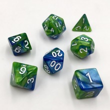 Rollooo игральные кости 7 шт./компл. olyhedral игральные кости двойного цвета для DND RPG d4 d6 d8 d10 d % d12 d20 зеленый синий 2024 - купить недорого