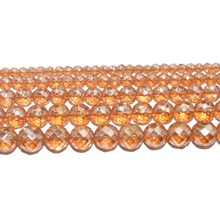 Faceted Champagne Gold Quartzs Crystal Natural Stone Beads 4 6 8 10 12 MM Pick Size For Jewelry Making DIY Bracelet Necklace 2024 - buy cheap