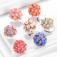 Модное красивое керамическое кольцо в виде цветка, женские регулируемые обручальные кольца, ювелирные изделия, 7 видов цветов, Летние Стильные Кольца 2024 - купить недорого