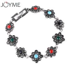 Joyme-pulsera Retro de resina para mujer, brazalete con flor hueca, de Color plateado, colorida 2024 - compra barato