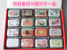 Free ship!1lot=32pc!envelope style Mini cover Iron tin case / can/ metal box / small Kit/candy storage gift box 2024 - buy cheap