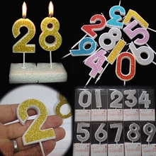 Свеча для цифр на день рождения 0 1 2 3 4 5 6 7 8, золотистые, серебристые, розовые, красные украшения для дня рождения, детские свечи для торта для девочек и мальчиков 2024 - купить недорого
