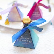 20pcs Triangular Pyramid Starry Sky Style Candy Box Wedding Favors Party Supplies Gift Chocolate Boxes With Ribbon Boites Cadeau 2024 - buy cheap