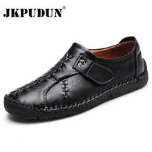 JKPUDUN Italian Mens Shoes Casual Slip On Loafers Brands 2018 Handmade Designer Men Shoes High Quality Genuine Leather Moccasins 2024 - buy cheap