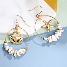 ZOSHI Sea Shell Earrings For Women Gold Color Trendy Metal Shell Cowrie Statement Dangle Earrings New Summer Beach Jewelry 2024 - купить недорого