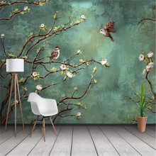 Custom Mural Wallpap Hand-Painted Oil Painting Flowers And Birds Background Wall Painting 2024 - buy cheap