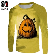 OGKB Woman Fashion Loose Long 3D Sweatshirt Printing Yellow Pumpkin Big Size 6XL Garment Lady Winter Pullover 2024 - buy cheap