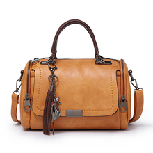 Women Vintage Boston Handbags High Quality PU Shoulder Bag Girl Tassel Bag Bolsa 2024 - buy cheap