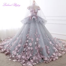 Luxury Women's Ball Gown Lace Appliques Wedding Dresses 2019 Cap Sleeves Floor Length Vestido de Novia Bridal Gowns with Flowers 2024 - buy cheap