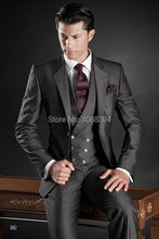 Custom Tailored Business Men Suits Peak Lapel Wedding Suits Tuxedos Groom Suit For Men Charcoal Tuxedo(Jacket+Pants+vest+tie) 2024 - buy cheap