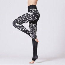 Calças legging fitness feminina yoga treino academia roupa esportiva feminina elástica estilo chinês impressa calças para corrida 2024 - compre barato